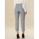 Allegra K Women's Plaid High Waist Elastic Back Office Work Ankle Pants