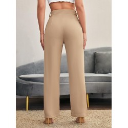 Summer Solid High Waist Wide Leg Trousers Office Work Pants