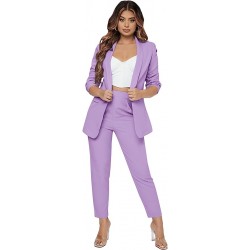  Ruched Sleeve Blazer and Pants Business Office Suit Set