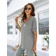 Bofell Womens V Neck Rolled Short Sleeve T Shirts Casual Summer Tops Tshirts with Pocket