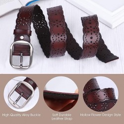 Women’s Hollow Flower Leather Belt