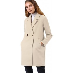 Allegra K Women's Notched Lapel Double Breasted Raglan Winter Coats