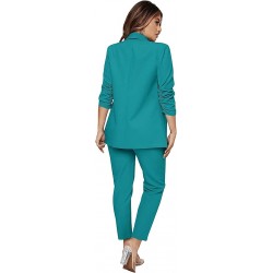 SweatyRocks Women's 2 Piece Solid Ruched Sleeve Blazer