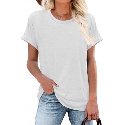 Womens Tops Casual Short Sleeve Summer Shirts Bat Sleeve Tshirts Loose Fit Tees