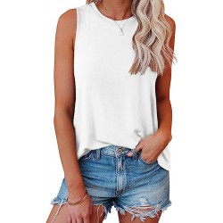 Bliwov Womens Tank Tops Crewneck Loose Fit Basic Solid Color Casual Summer Sleeveless Shirts