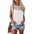  Floral Print Summer Tops Loose Fit Lace T Shirts Blouses