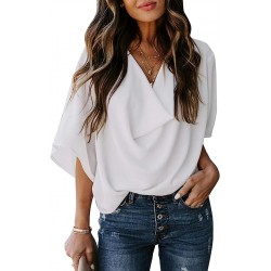 Dokotoo Womens Blouses and Tops Short Sleeve Chiffon Shirts and Tops