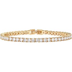 14K Gold Plated 3mm Cubic Zirconia Classic Tennis Bracelet