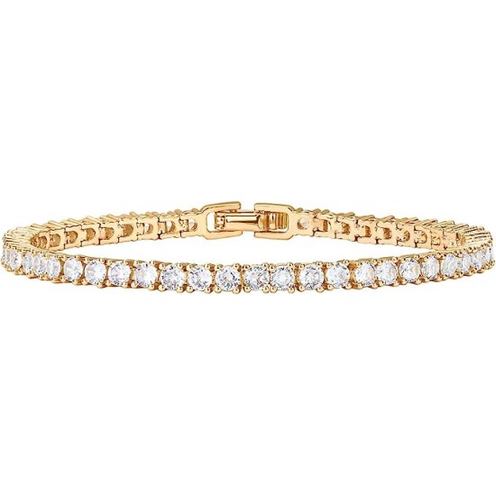 14K Gold Plated 3mm Cubic Zirconia Classic Tennis Bracelet