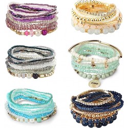 Stretch Bohemian Style Stretch Multilayered Boho Bracelet Set