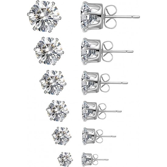 Clear Cubic Zirconia 316L Stainless Steel Earrings