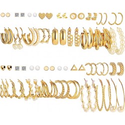 36 Pairs Gold Earrings 