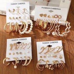 36 Pairs Gold Earrings 