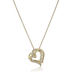 Silver Diamond Double Heart Pendant Necklace