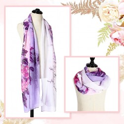 6 Pcs Scarves for Women Lightweight Silk Summer Floral Print Pattern Scarf for Women Dressy Fashion Long Thin Scarf Shawl