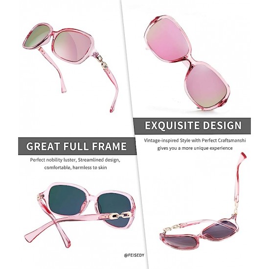 FEISEDY Vintage Square Polarized Sunglasses