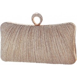 iWISH Womens Golden Glitter Clutch Purse Pleated Evening