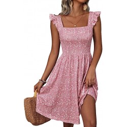 Loemes Summer Cute Floral Flowy Knee Length Sundressses